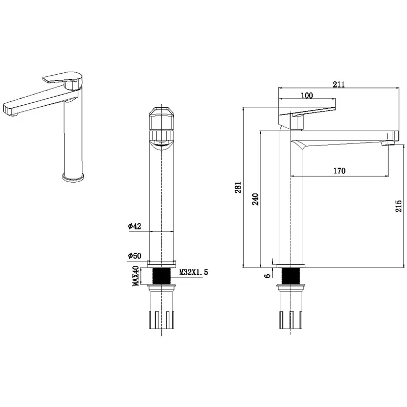 Смеситель для раковины Allen Brau Eclipse 5.E1002-31 (с донным клапаном) черный матовый