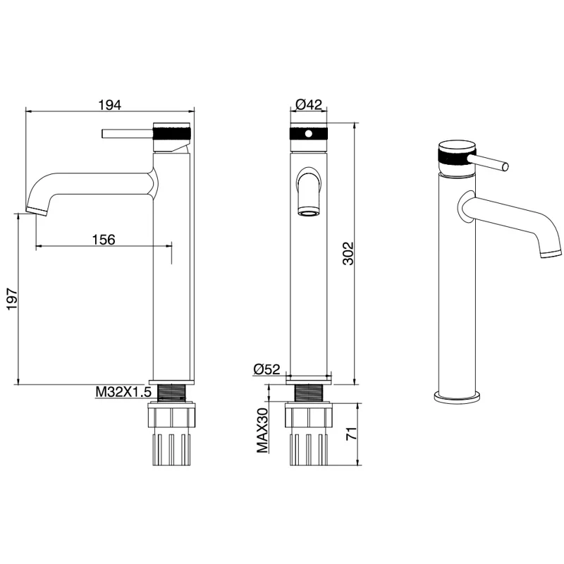 Смеситель для раковины Allen Brau Priority 5.31002-31 черный матовый