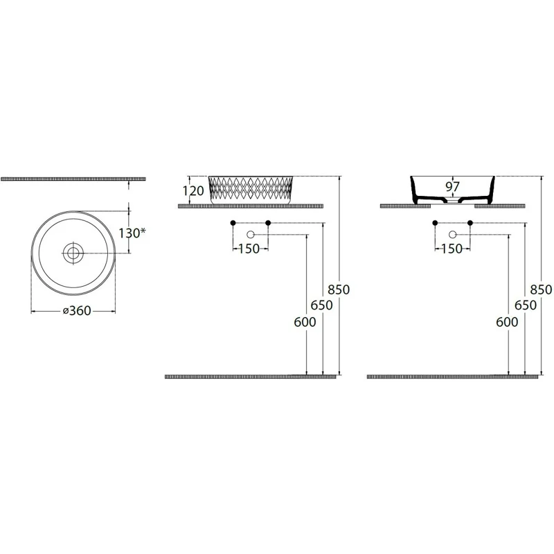 Раковина накладная Allen Brau Fantasy Romb 36 4.11033.MT мятный