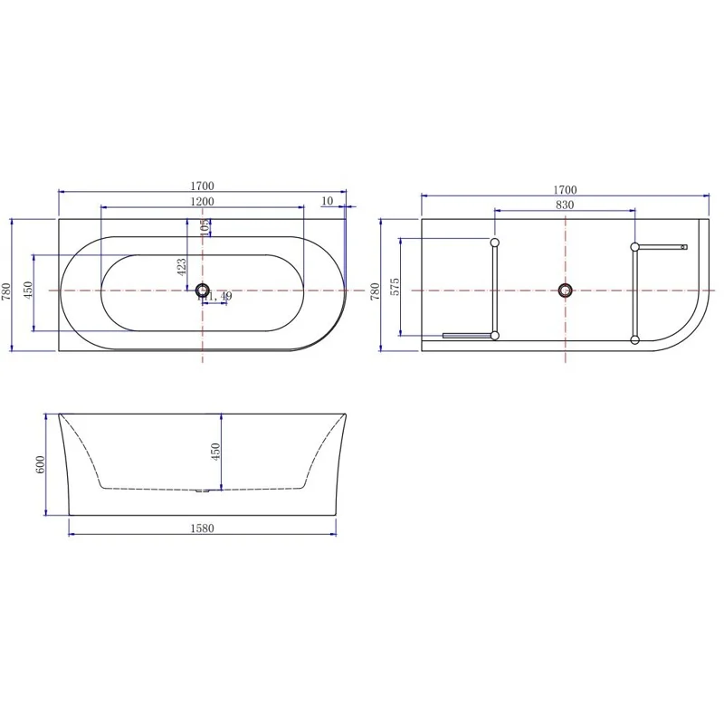 Акриловая ванна Allen Brau Priority 4 В 170x78 2.31004.21B/AM