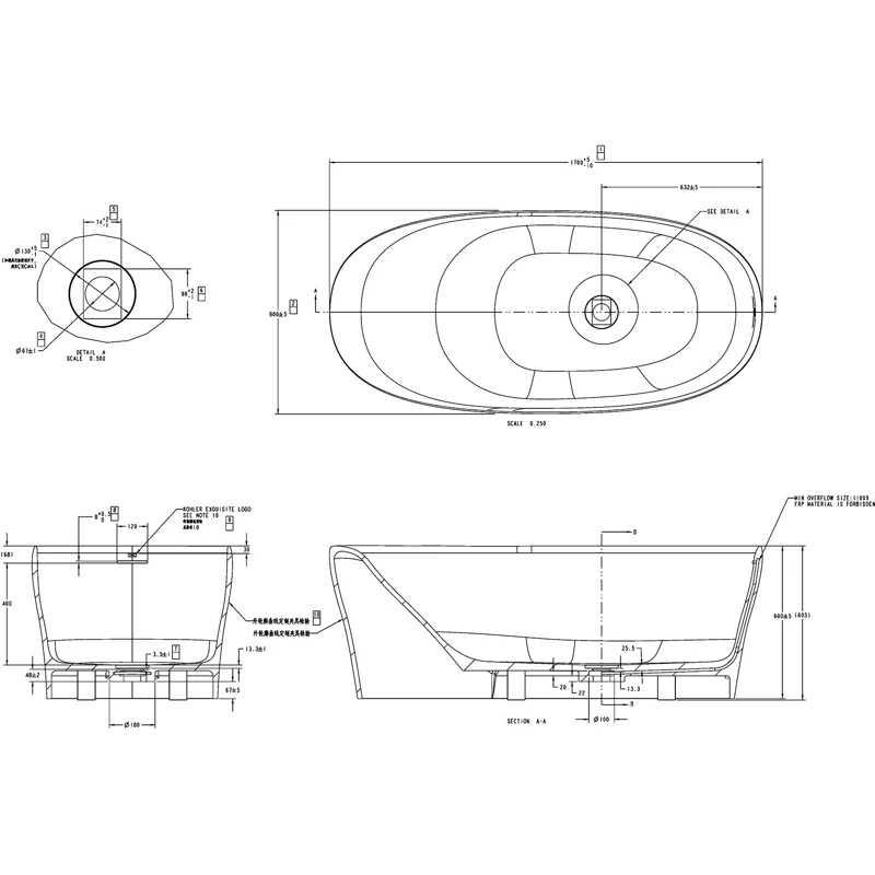 Ванна из искусственного камня Allen Brau Solid Stone Krion Neo 170x80 2.35001.21