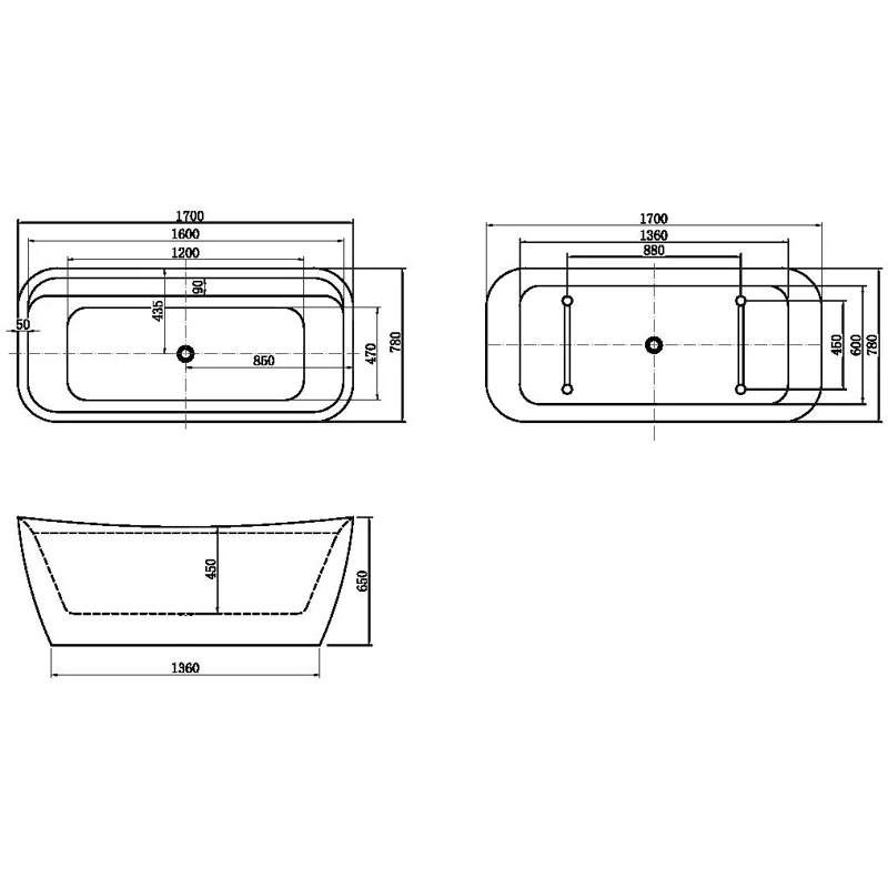 Акриловая ванна Allen Brau Infinity 2 170x78 2.21002.20