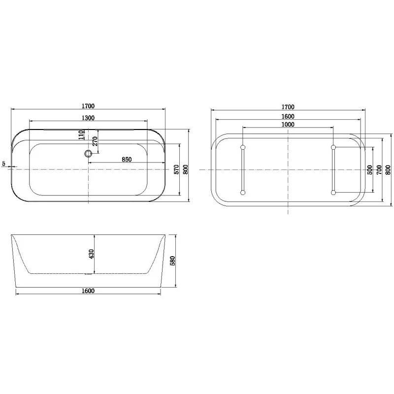 Акриловая ванна Allen Brau Infinity 1 170x80 2.21001.21