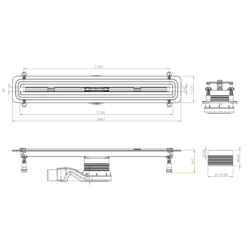 Душевой лоток Allen Brau Liberty 9.50001.SS 750 мм