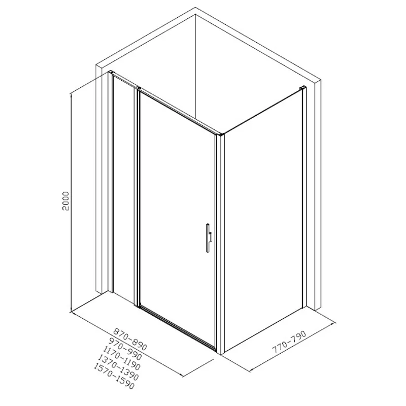 Душевой уголок Allen Brau Priority 160x80 3.31038.BA + 3.31041.BA серебро браш