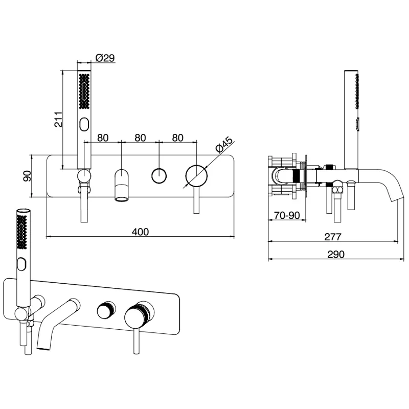 Смеситель для ванны с душем Allen Brau Priority 5.31006-31 (с внутренней частью) черный матовый