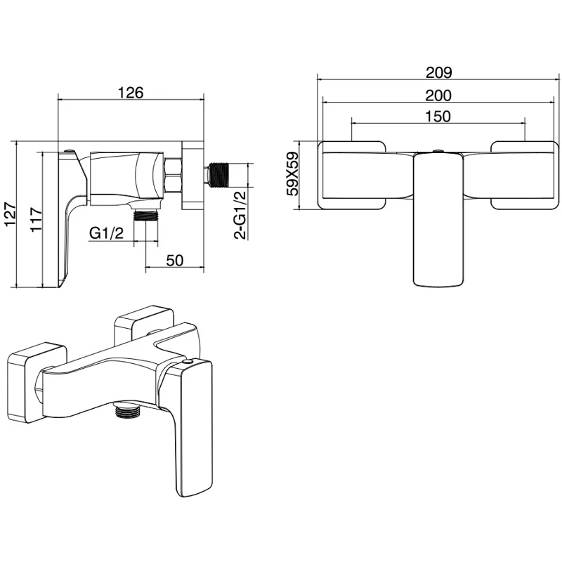 Смеситель для душа Allen Brau Infinity 5.21010-31 черный матовый