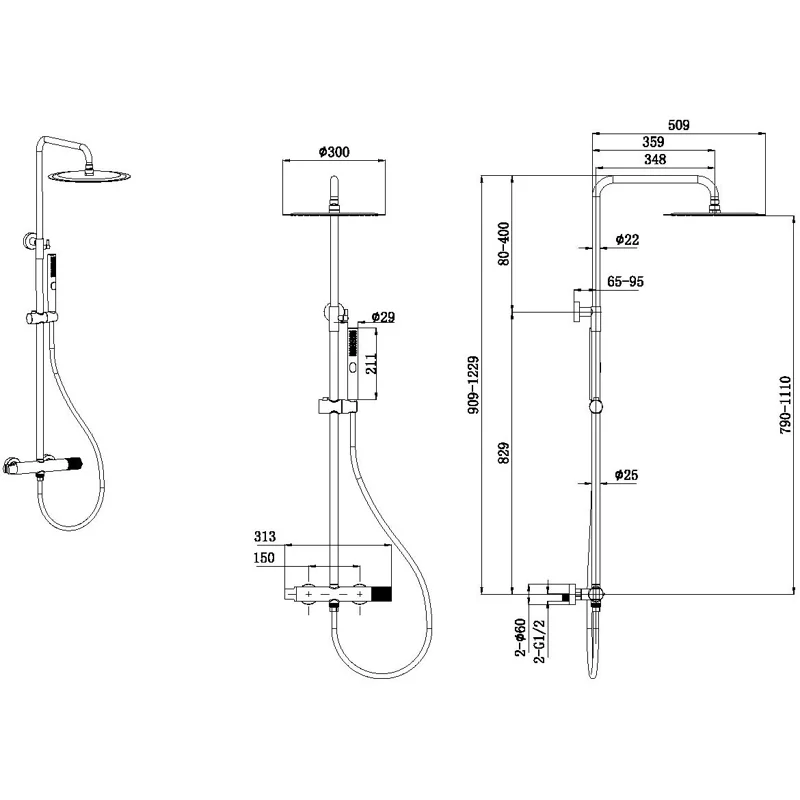 Душевая стойка Allen Brau Liberty 5.33007-00 хром