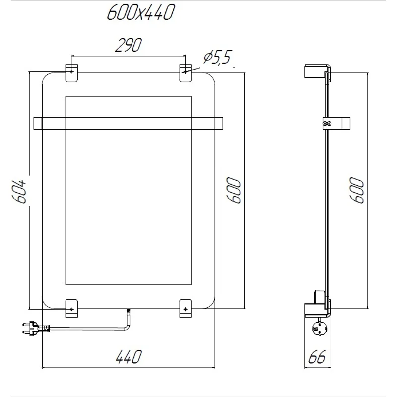 Полотенцесушитель электрический Allen Brau Infinity 60x44 с рейлингом 2.0 и креплением, медь браш