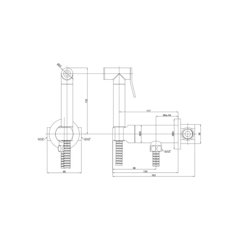 Гигиенический душ с прогрессивным смесителем скрытого монтажа AGATA AL-877-01  хром