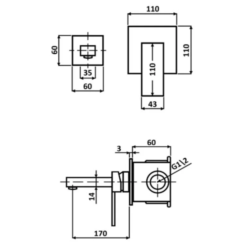 Встраиваемый смеситель для раковины ALMAes TVZ-1845 черный