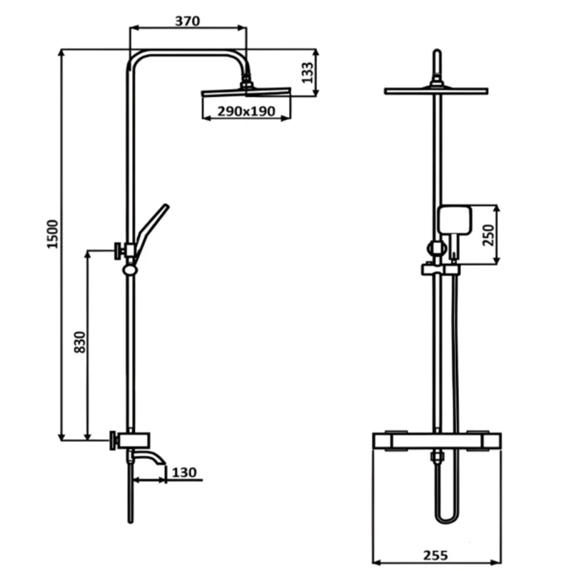 Душевая стойка с термостатическим смесителем  ALMAes 