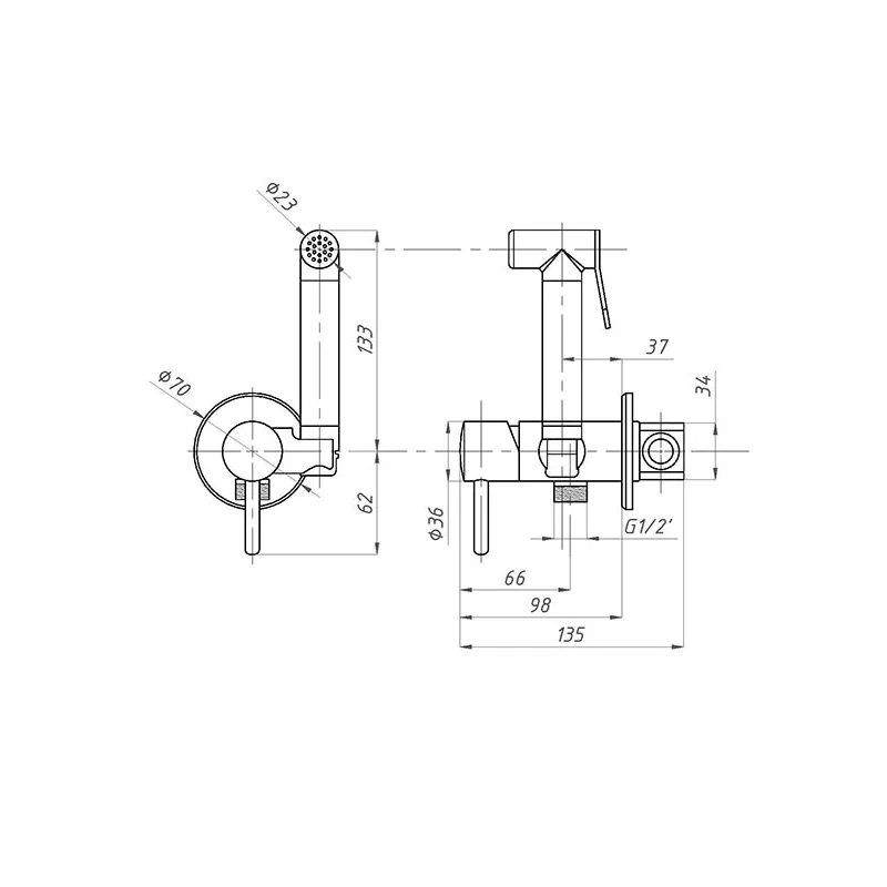 Гигиенический душ со смесителем BENITO AL-859-01  хром