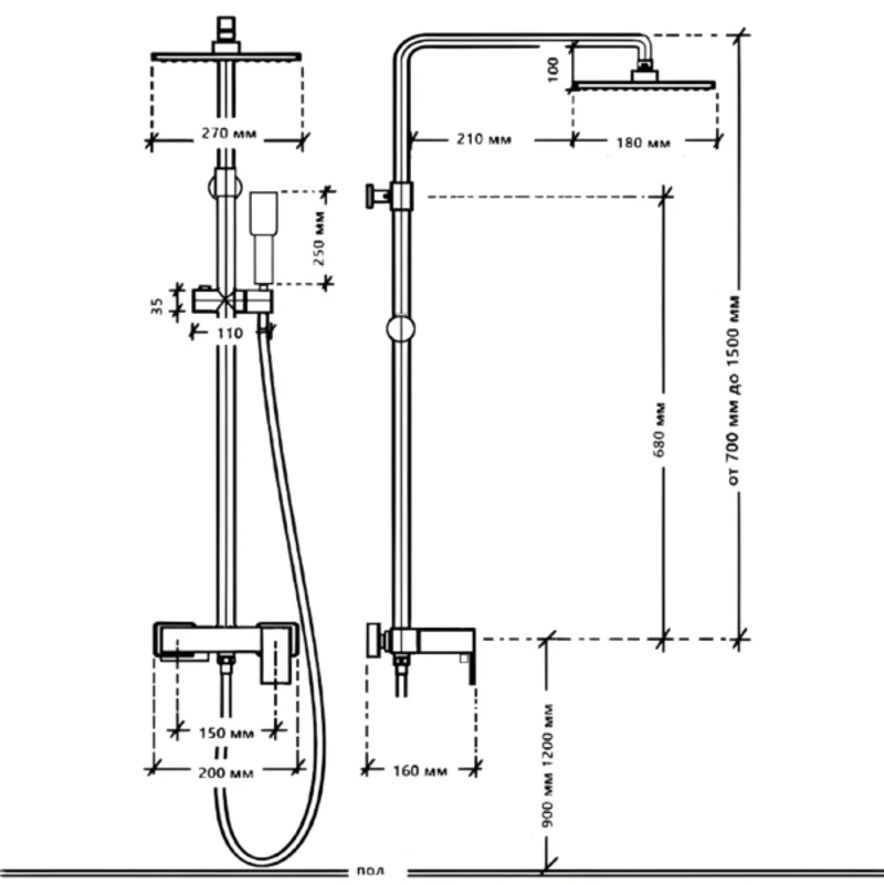 Душевая стойка с клавишным управлением ALMAes 