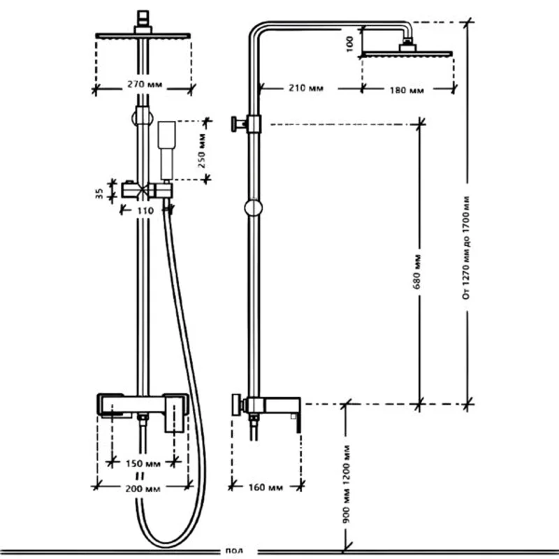 Душевая стойка с клавишным управлением ALMAes 