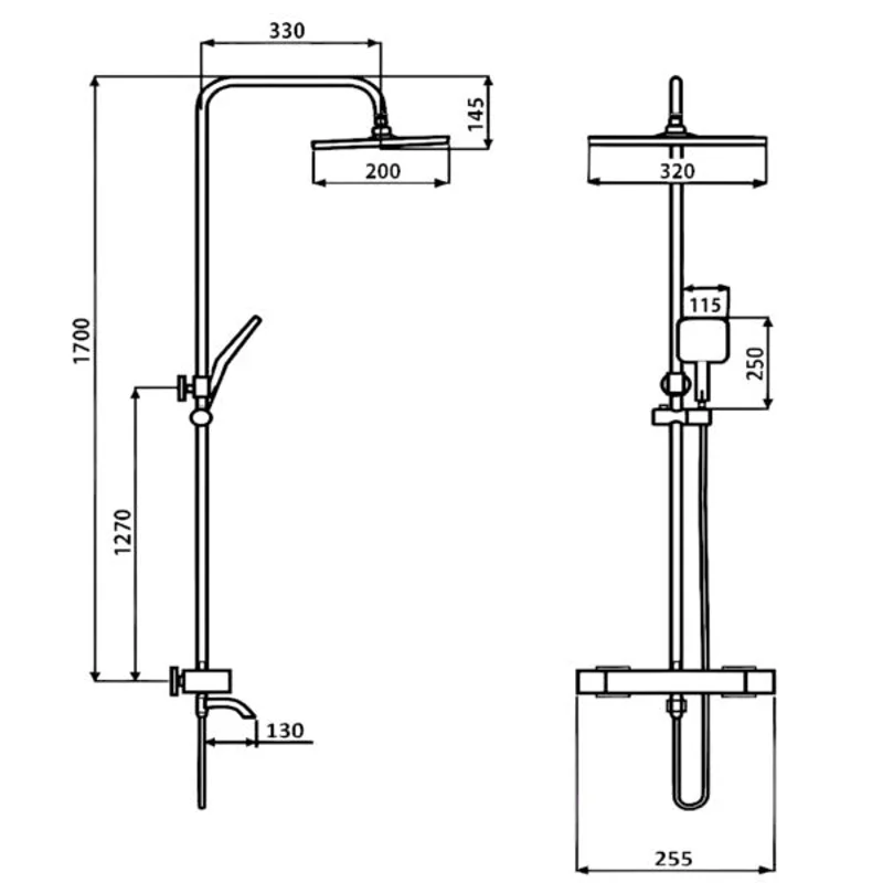 Душевая стойка с термостатическим смесителем  ALMAes 