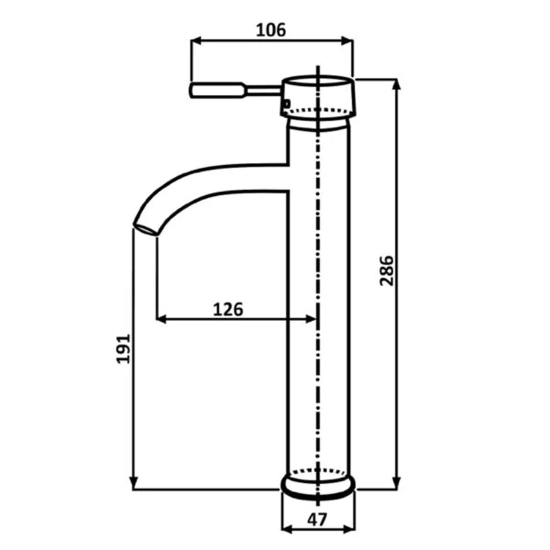 Смеситель для раковины высокий ALMAes TVZ-0906 черный 