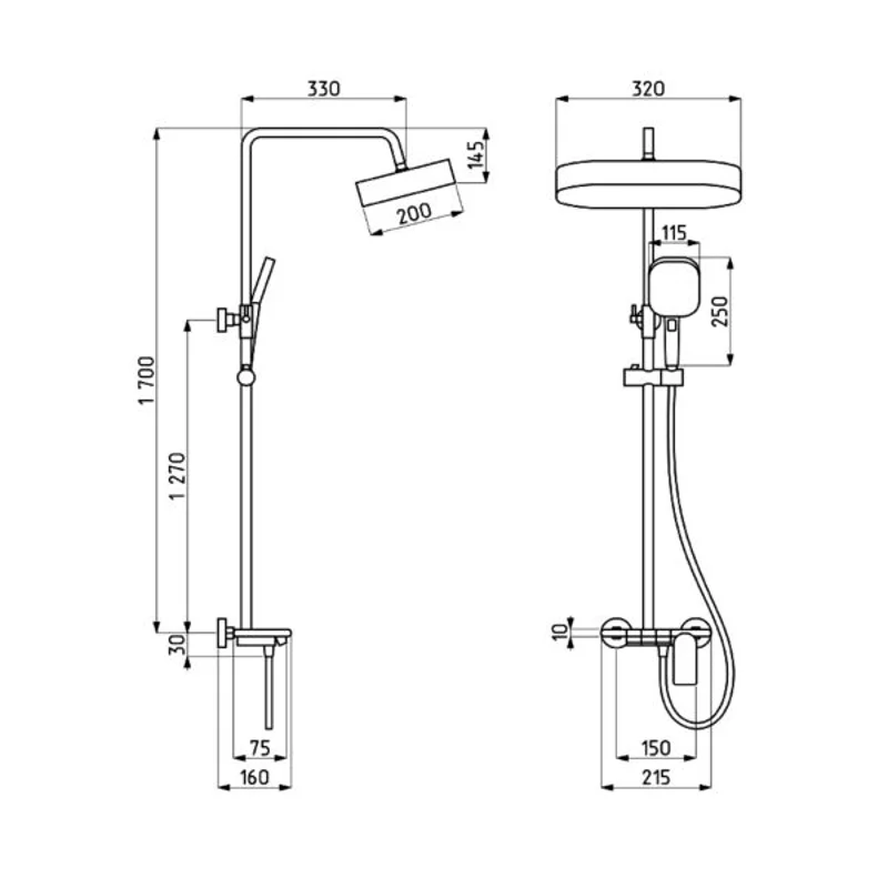 Душевая стойка со смесителем ALMAes хром 