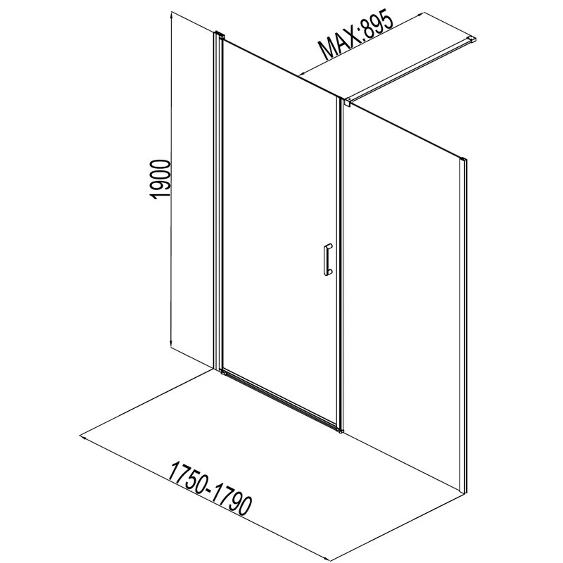 Душевая дверь Aquanet Cinetic 180, прозрачное стекло (AE12-N-90H190U-CT + AE12-F-90H190U-CT)