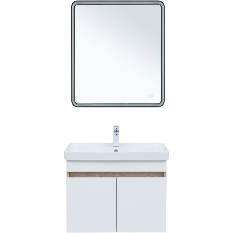 Тумба под раковину Aquanet Оптима 70 дуб светлый/белый сатин