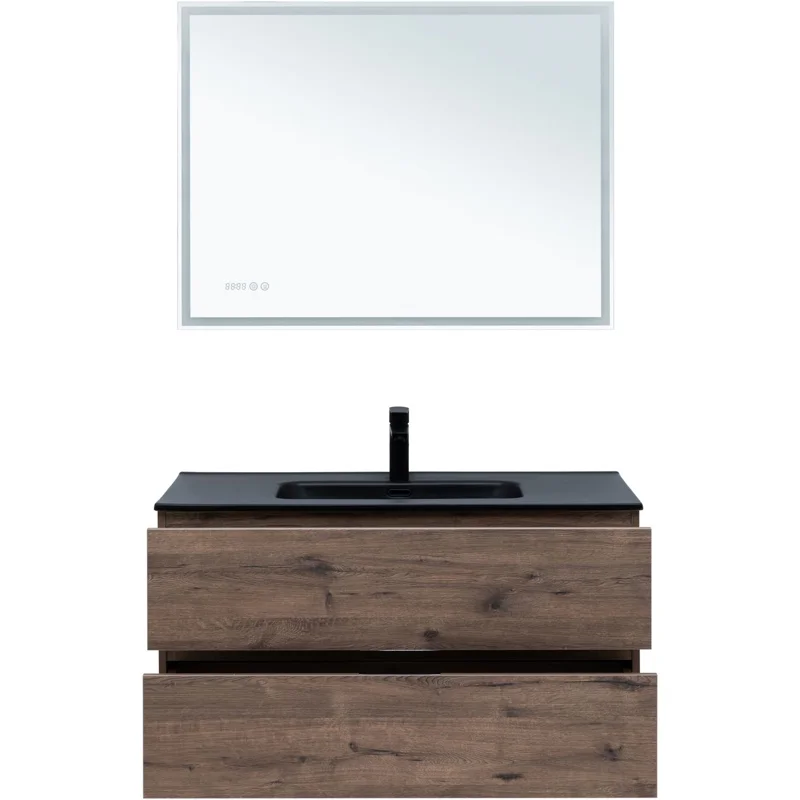 Тумба под раковину Aquanet Алвита New 100 2 ящика, дуб веллингтон табак