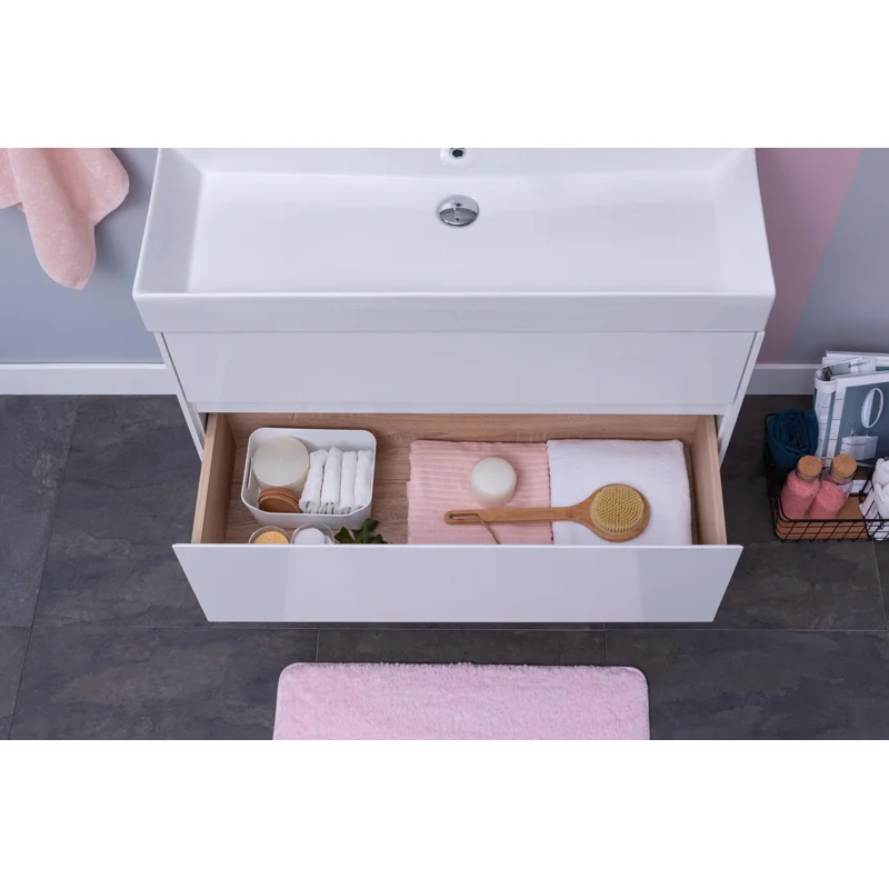 Тумба с раковиной Aquanet Бруклин 85 белый