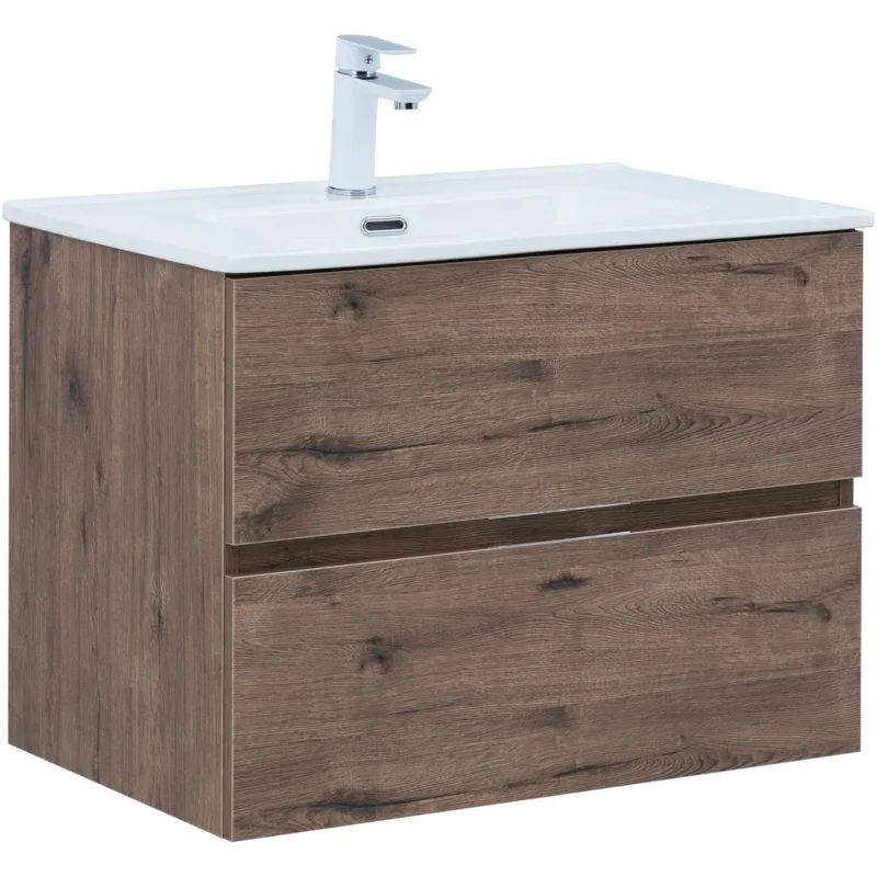 Тумба под раковину Aquanet Алвита New 70 2 ящика, дуб веллингтон табак