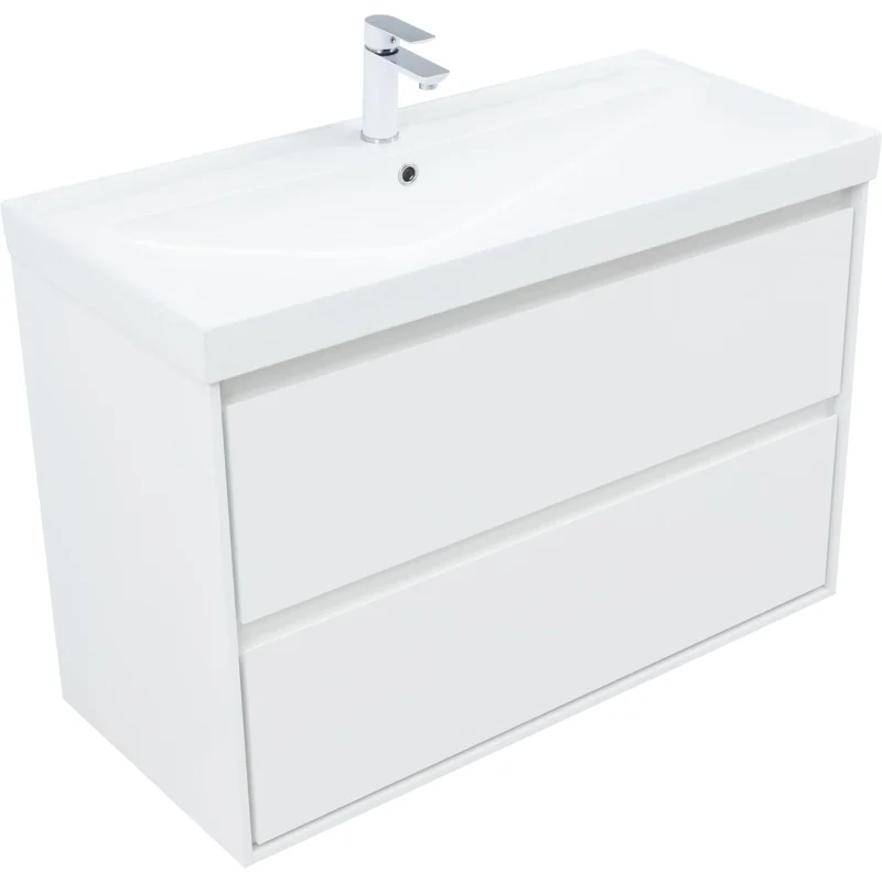 Тумба под раковину Aquanet Милан 100 белый глянец