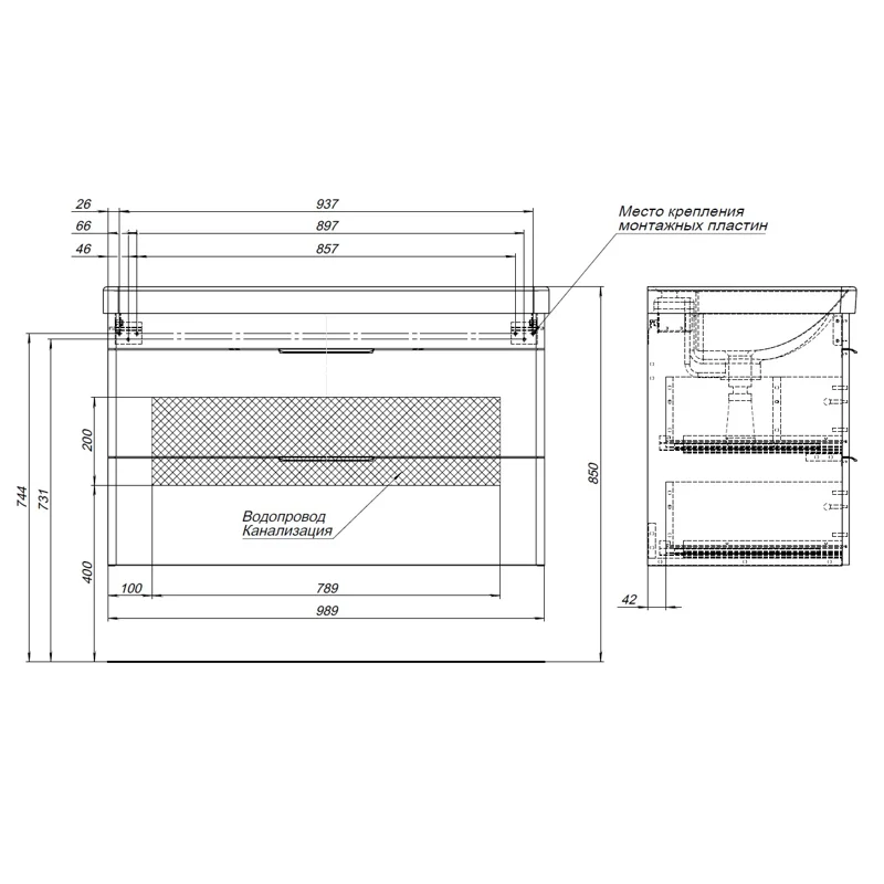Тумба под раковину Aquanet Ирис New 100 белый глянец