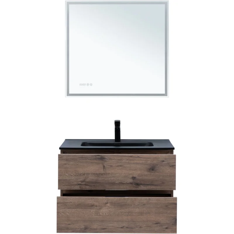 Тумба под раковину Aquanet Алвита New 80 2 ящика, дуб веллингтон табак