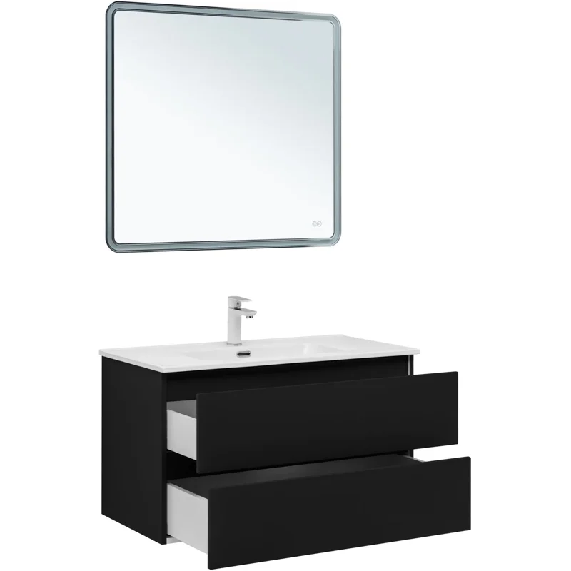 Тумба под раковину Aquanet Вега 2.0 90 черный