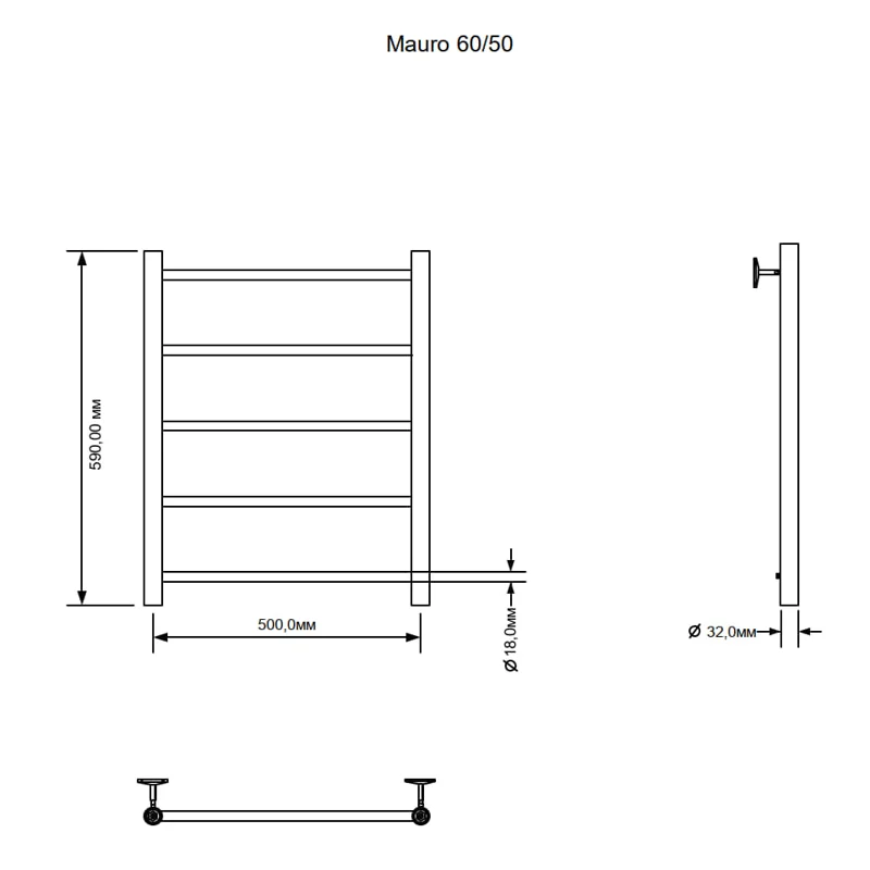 Полотенцесушитель электрический Aquanet Mauro 60х50 Тэн справа
