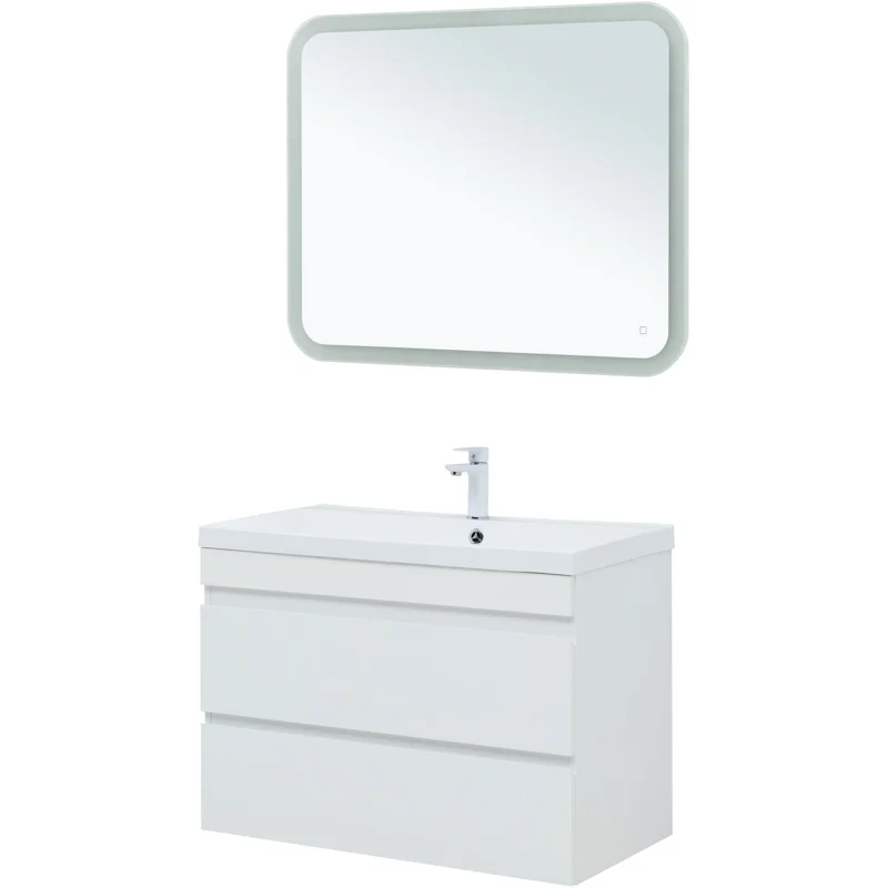 Тумба под раковину Aquanet Нота New 90 белый глянец