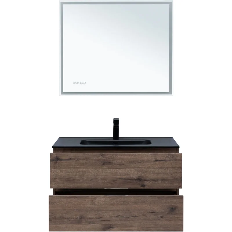 Тумба под раковину Aquanet Алвита New 90 2 ящика, дуб веллингтон табак