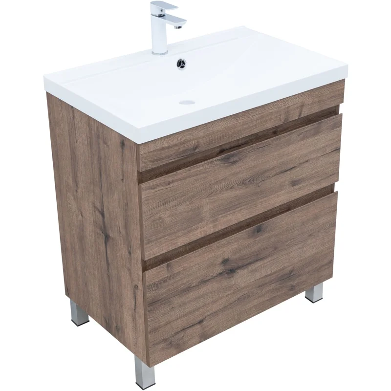 Тумба под раковину Aquanet Нота New 75 напольная, дуб веллингтон табак