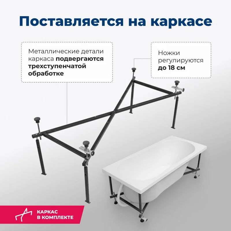 Акриловая ванна Aquanet Light 160x70 (с каркасом)