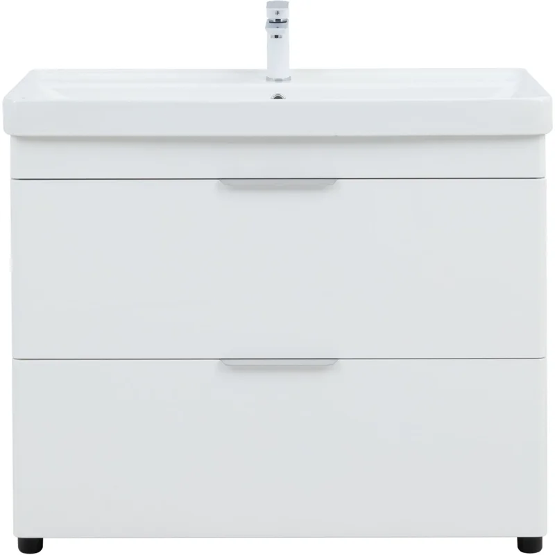 Тумба под раковину Aquanet Ирис New 100 напольная, белый глянец