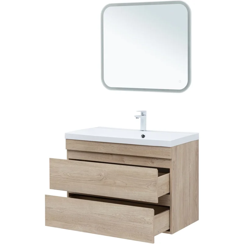 Тумба под раковину Aquanet Нота New 90 дуб светлый