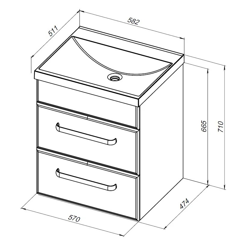 Тумба под раковину Aquanet Лукка 60 белый