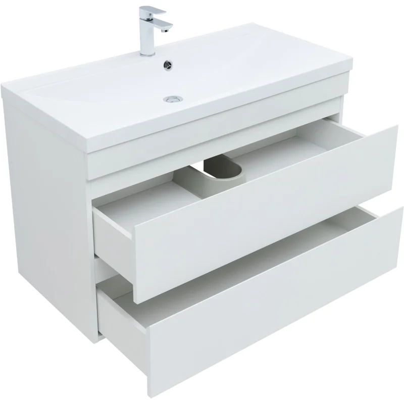 Тумба под раковину Aquanet Нота New 100 белый глянец