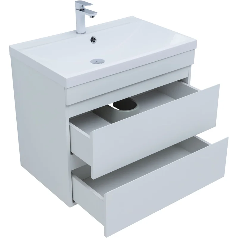 Тумба под раковину Aquanet Нота New 75 белый глянец