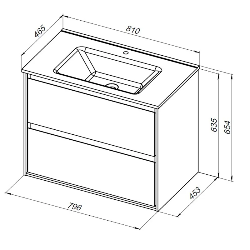 Тумба под раковину Aquanet Милан 80 дуб рошелье