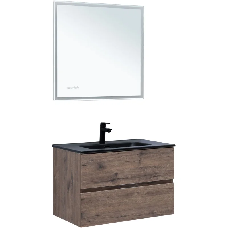 Тумба под раковину Aquanet Алвита New 80 2 ящика, дуб веллингтон табак