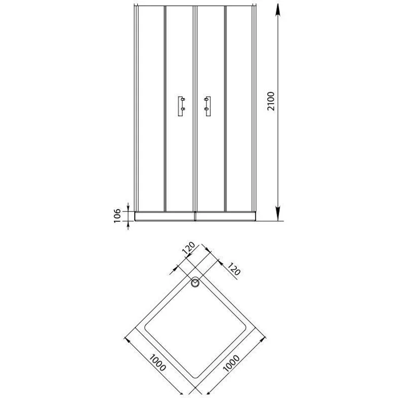 Душевой уголок Aquanet Alfa Cube NAA1142 100x100, прозрачное стекло