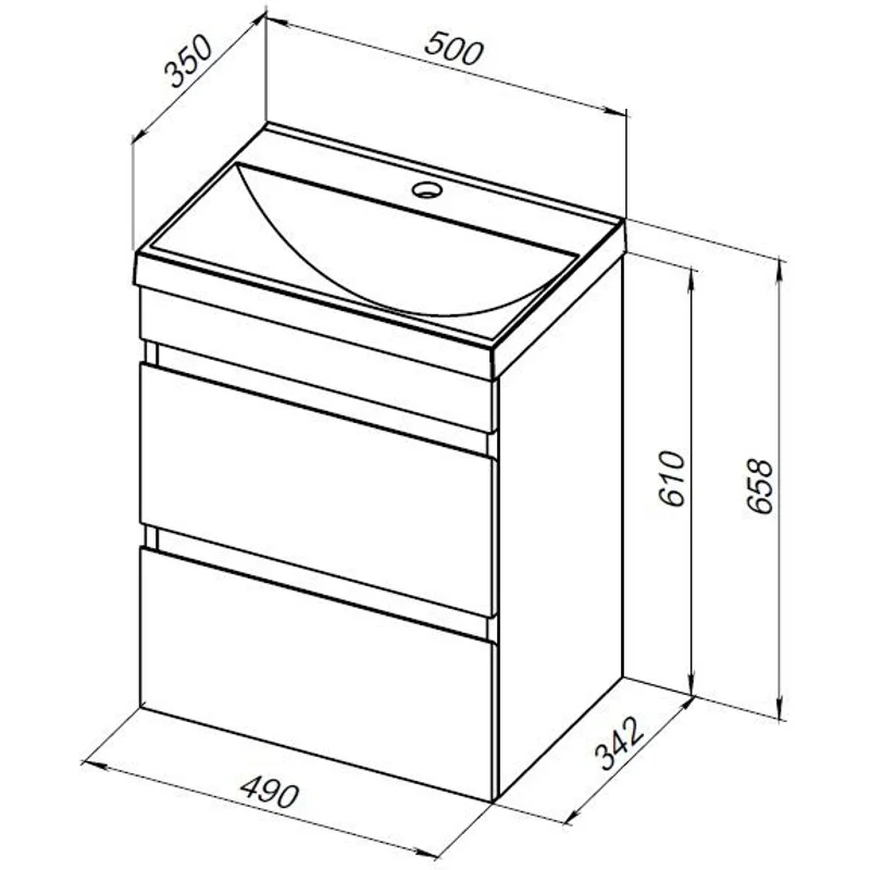 Тумба под раковину Aquanet Нота New 50 дуб светлый