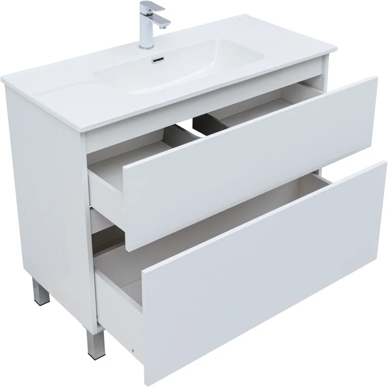 Тумба под раковину Aquanet Вега 100 напольная, белый глянец