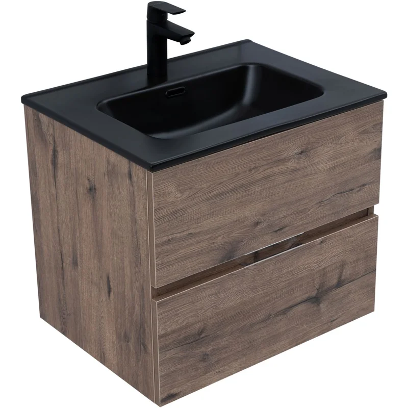 Тумба под раковину Aquanet Алвита New 60 2 ящика, дуб веллингтон табак