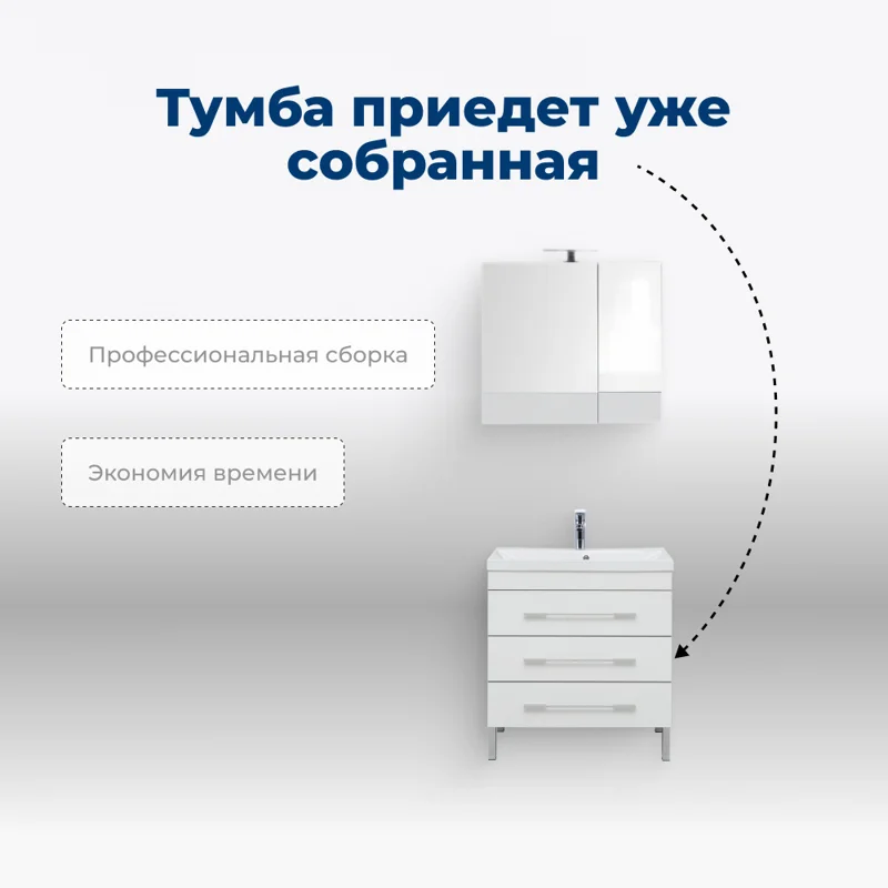 Тумба под раковину Aquanet Верона 60 белый (напольная 3 ящика)