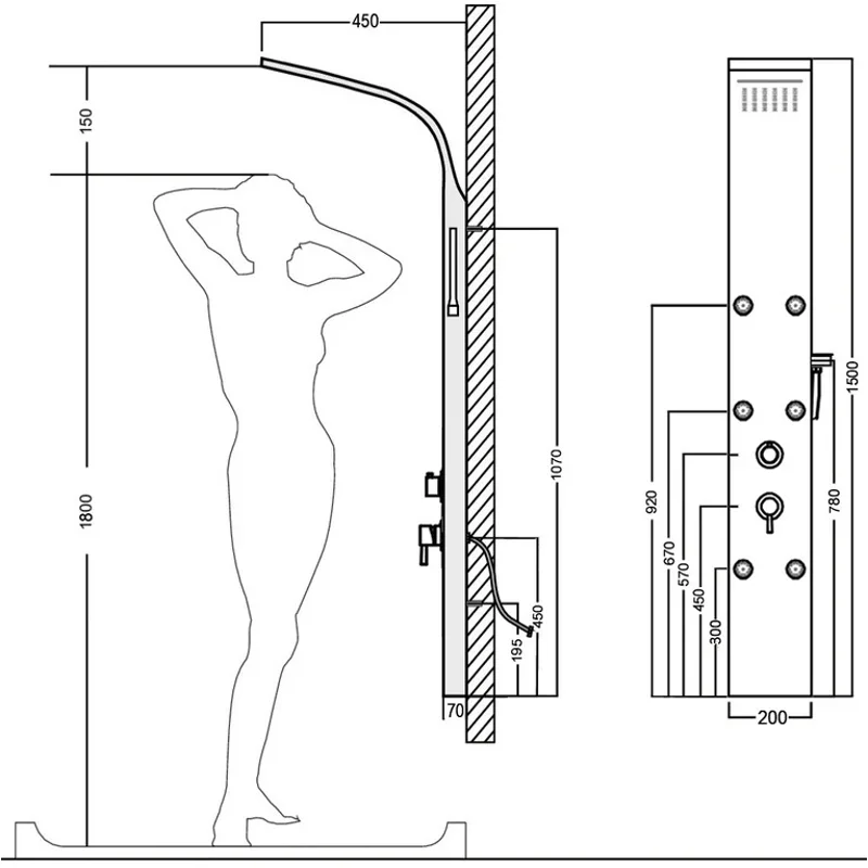 Душевая панель Galaxy Black с гидромассажем