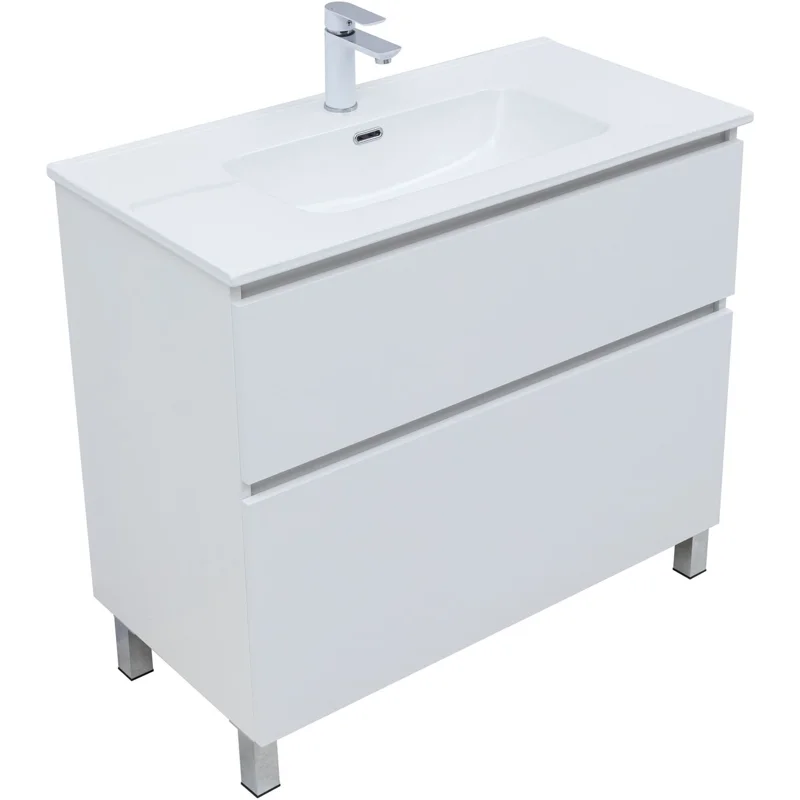 Тумба под раковину Aquanet Вега 90 напольная, белый глянец